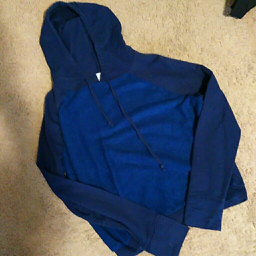 A navy blue hoodie
